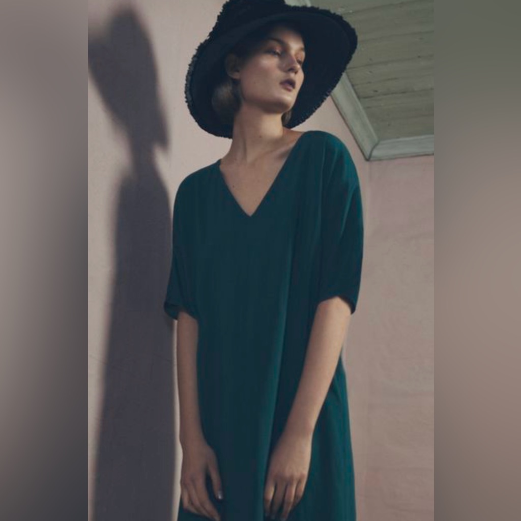 Samuji Shisi Dress Teal Silk Midi Size Eu 40